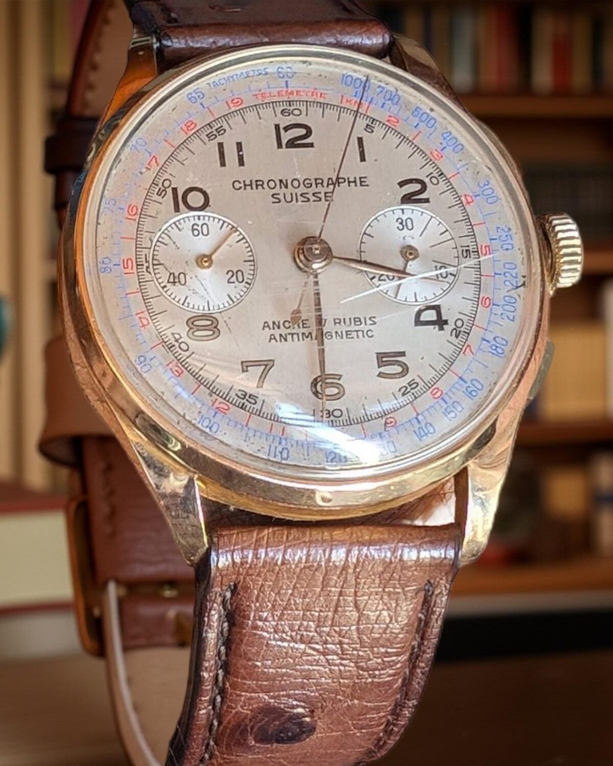 Chronographe Suisse - 1950's Yellow gold 18k - Jumbo Size 38 mm